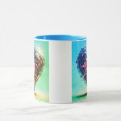 Mug Moderne Futuriste Vert et Rose Coeur (Centre)