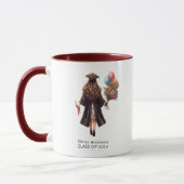 Mug Moderne Graduate Girl Aquarelle Graduation Café (Gauche)