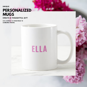 Mug Moderne Gras Simple Minimaliste Violet Nom Monogra