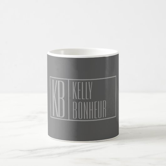 Mug Moderne, gris sur gris foncé, logo avec initiales (Centre)