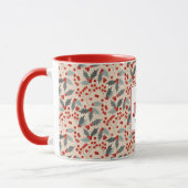 Mug Moderne Holly Berry Noël Botanique Joie Famille (Gauche)