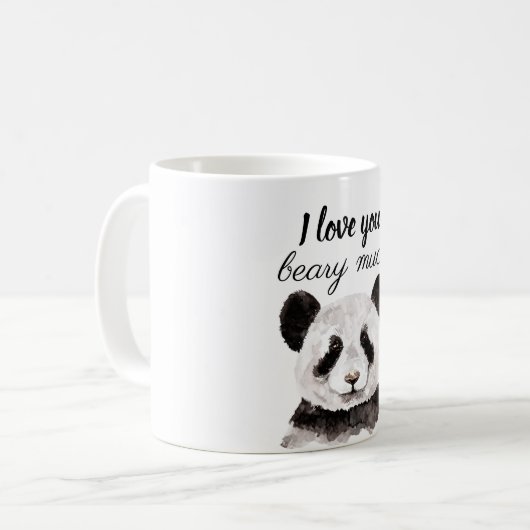 Mug Moderne Je T'Aime Beary Beaucoup Panda Noir Et Bla (Devant gauche)
