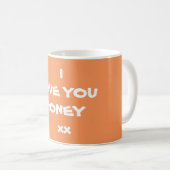 Mug Moderne Je T'AIME HONEY xx Simple Script mignon (Devant droit)
