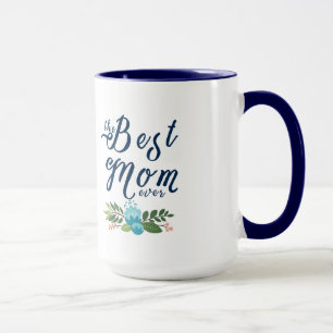 Mug Moderne La Meilleure Maman Éternelle - Bleu Texte 