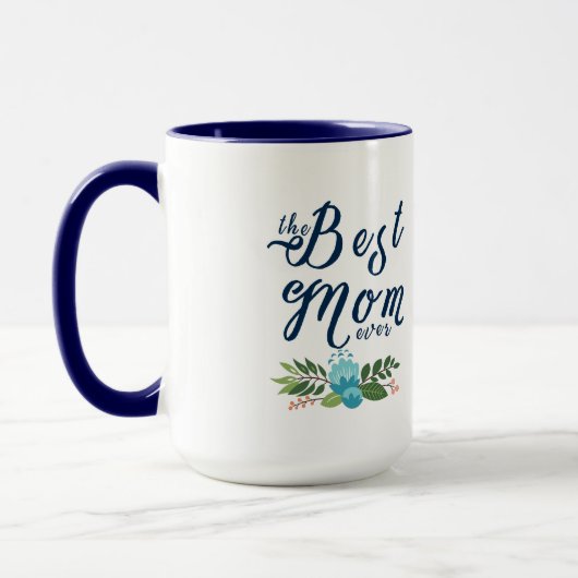 Mug Moderne La Meilleure Maman Éternelle - Bleu Texte (Gauche)