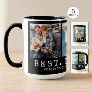 Mug Moderne MEILLEUR PÈRE JAMAIS 3 Photos Personnalisé
