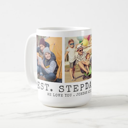 Mug Moderne MEILLEUR STEPDAD EVER 3 Photos Personnalis (Devant gauche)