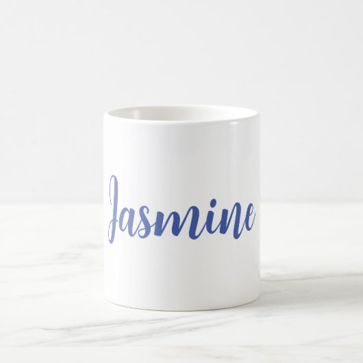 Mug Moderne Minimaliste Blanc Bleu Ajouter Votre Nom (Centre)