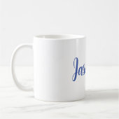 Mug Moderne Minimaliste Blanc Bleu Ajouter Votre Nom (Gauche)