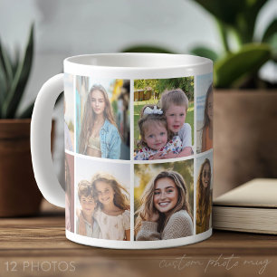 Mug Moderne, Minimaliste Collage de 12 photos sur fond