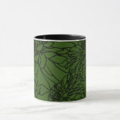Mug Moderne minimaliste fleurs blanches noires (Centre)
