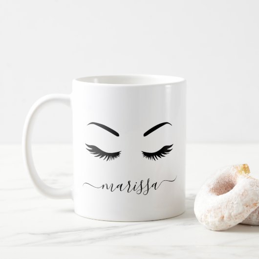 Mug Moderne minimaliste Lashes Personnalisés (Avec donut)