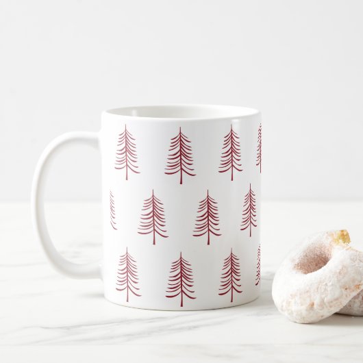 Mug Moderne minimaliste Motif d'arbre de Noël rouge (Avec donut)