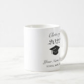 Mug Moderne minimaliste noir blanc Graduation (Devant droit)