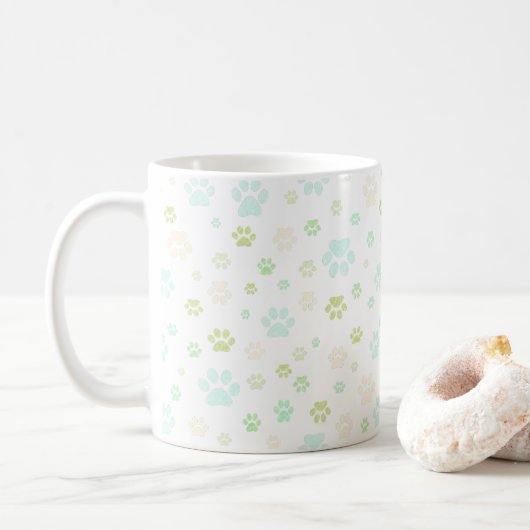 Mug Moderne Mint & Empreinte de Patte Grise (Avec donut)