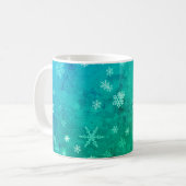 Mug Moderne modèle de Noël flocon de neige bleu vert (Devant gauche)