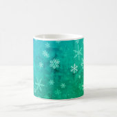 Mug Moderne modèle de Noël flocon de neige bleu vert (Centre)