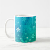 Mug Moderne modèle de Noël flocon de neige bleu vert (Gauche)