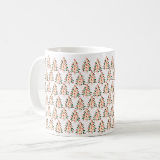 Mug moderne moderne couleur vive festif arbre de noël (Devant gauche)