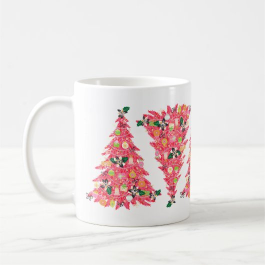 Mug moderne moderne couleur vive festif arbre de noël (Gauche)