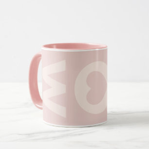 Mug Moderne MOM Rose Blush Cœur Fête des Mères