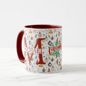 Mug Moderne monogramme de Noël vacances plaid de Buffa (Devant gauche)
