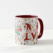 Mug Moderne monogramme de Noël vacances plaid de Buffa (Devant droit)