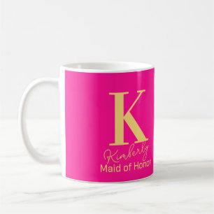 Mug Moderne Monogramme Demoiselle d'Honneur Rose Chaud