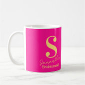 Mug Moderne Monogramme Demoiselle d'Honneur Rose Chaud (Gauche)