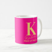 Mug Moderne Monogramme Demoiselle d'Honneur Rose Clair (Devant droit)
