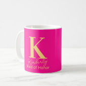 Mug Moderne Monogramme Demoiselle d'Honneur Rose Clair (Devant gauche)