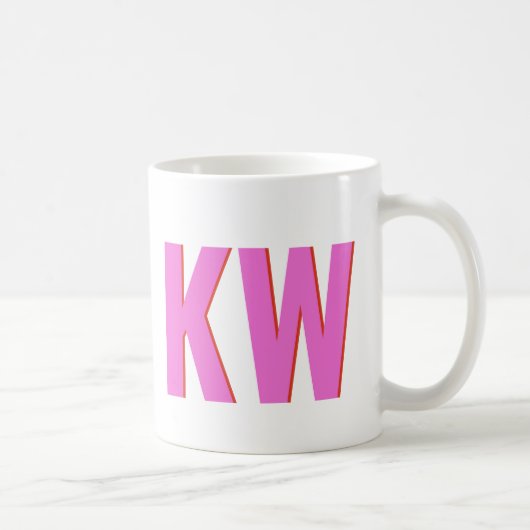 Mug Moderne Monogramme Personnalisé Ombre Rose Rouge (Droite)