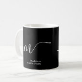 Mug Moderne Monogramme Script Calligraphie noir blanc (Devant gauche)