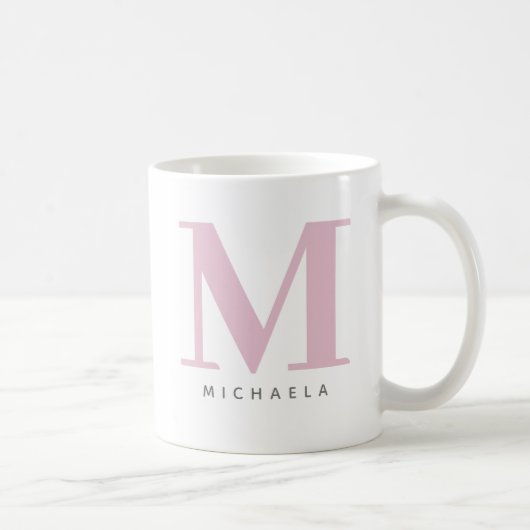 Mug Moderne Monogramme surdimensionné Initiale & Nom (Droite)