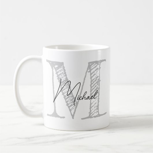 Mug Moderne Monogramme surdimensionné Initiale & Nom C (Gauche)