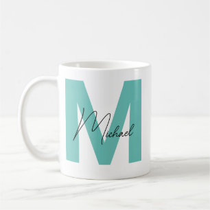 Mug Moderne Monogramme surdimensionné Initiale & Nom C