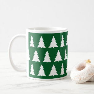 Mug Moderne motif d'arbre de Noël vert blanc