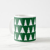 Mug Moderne motif d'arbre de Noël vert blanc (Devant gauche)