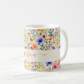 Mug Moderne motif de fleurs sauvages aquarelle nom de (Devant droit)
