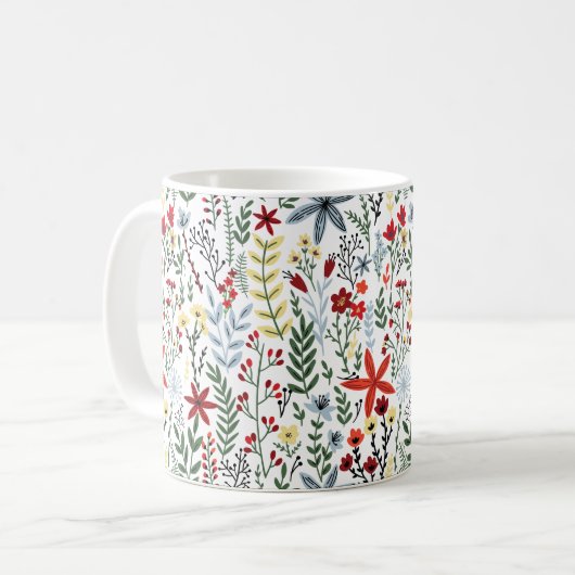 Mug Moderne Motif tendance de Fleurs et Feuilles (Devant gauche)