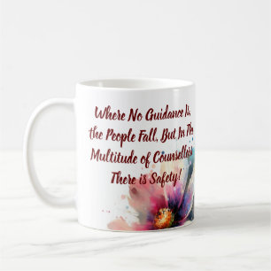 Mug Moderne NAVY & PINK Aquarelle FLEURS INSPIRANTES