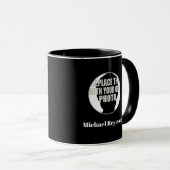Mug moderne noir blanc nom & initiales avec photo (Devant droit)