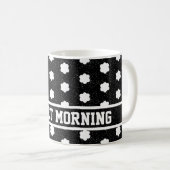 Mug moderne noir et blanc rétro floral (Devant droit)