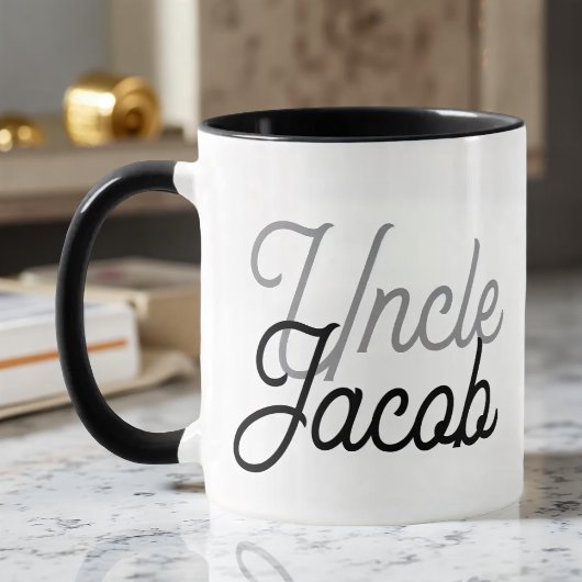 Mug Moderne Noir Gris et Blanc Pour L'Oncle Cool