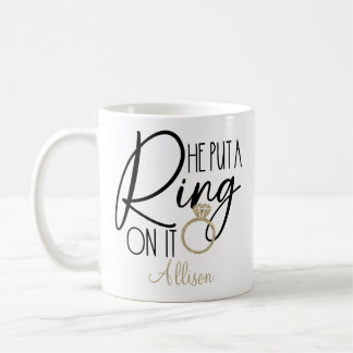 Mug Moderne Or Noir Nom Il lui a passé la bague au doi