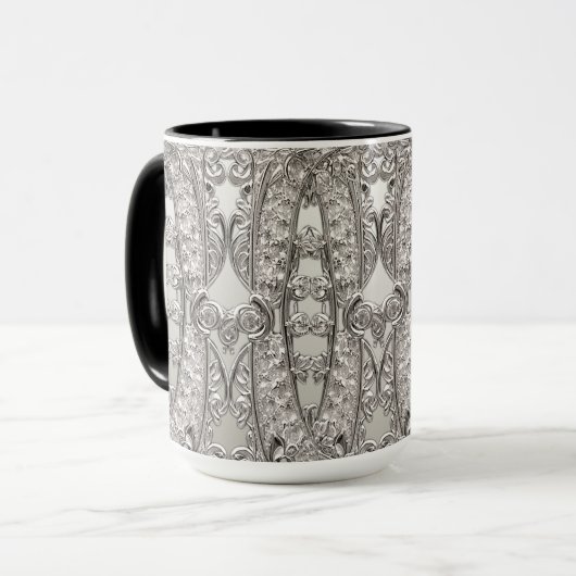 Mug moderne orné argent (Devant gauche)