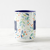 Mug Moderne Pastel Aquarelles Feuilles & Berries Motif (Centre)