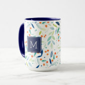 Mug Moderne Pastel Aquarelles Feuilles & Berries Motif (Devant gauche)