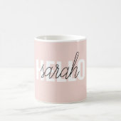 Mug Moderne Pastel Rose Bonjour Et Vous Nom (Centre)