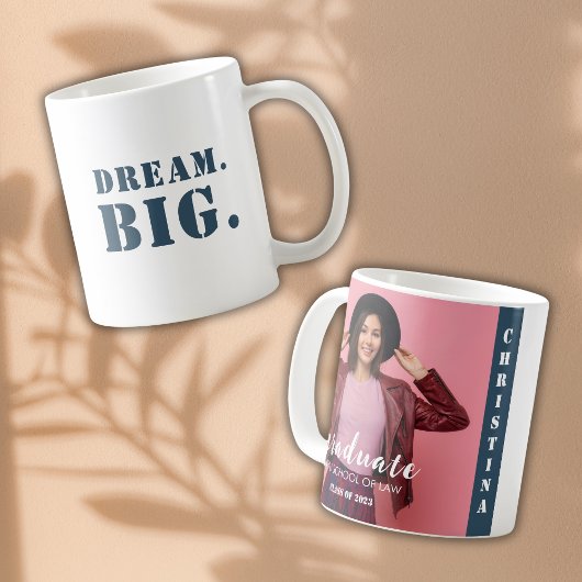 Mug Moderne Personnalisé Script Photo Diplômé